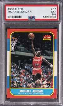1986-87 Fleer #57 Michael Jordan Rookie Card – PSA EX+ 5.5